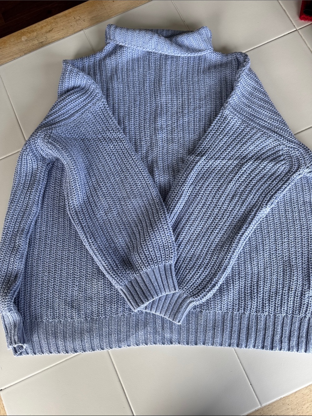 American Eagle Outfitters Light Blue Ribbed Mock Neck Sweater